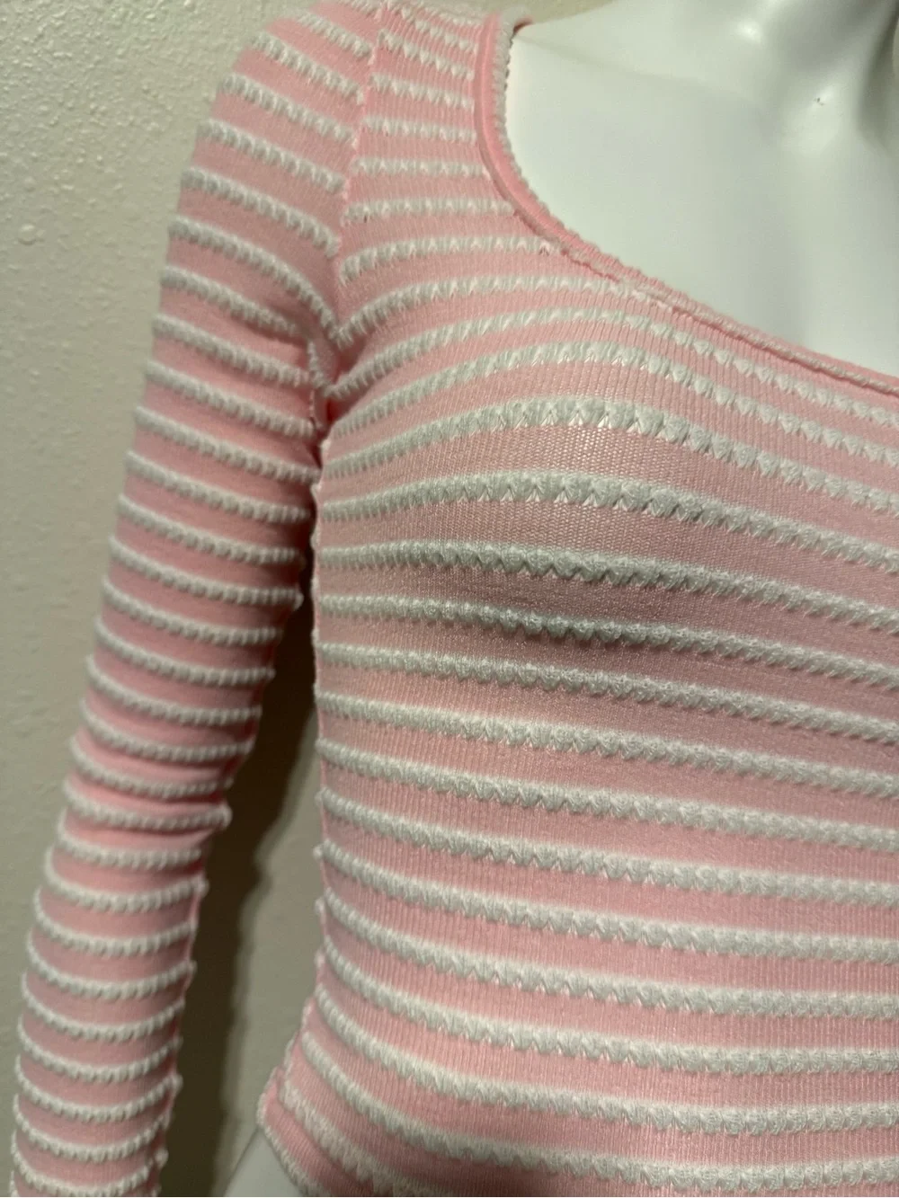 SHEIN Pink and White Striped Scoop Swim Coverup